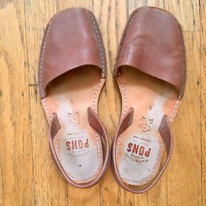 Pons classic avarcas brown leather sandals